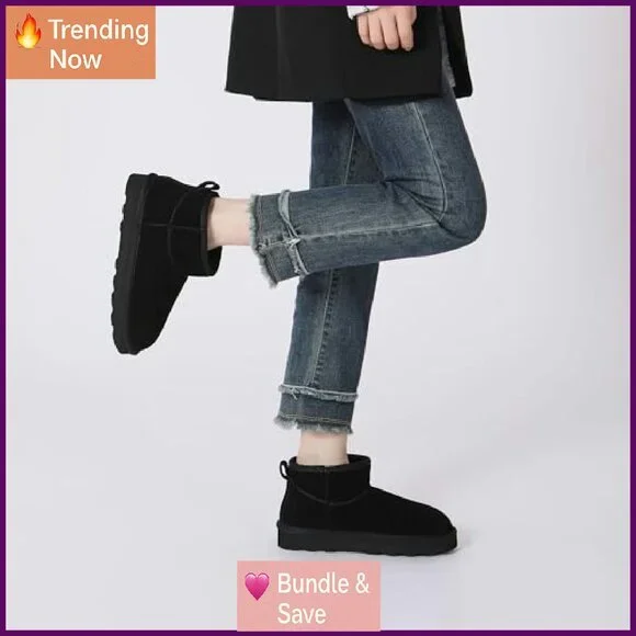 Women's Genuine Suede Winter Boots Water Resistant Faux Fur Lined Memory Foam